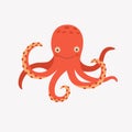 Illustration of cartoon octopus vector.