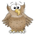 illustration of a cartoon owl that is scared on a white background Royalty Free Stock Photo