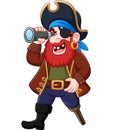 Cartoon Pirate looking through binoculars Royalty Free Stock Photo