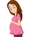 Cartoon pregnant woman on white background