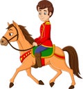 Cartoon prince riding on a horse Royalty Free Stock Photo