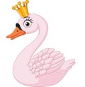 Cartoon princess swan on white background Royalty Free Stock Photo
