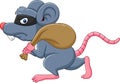 Cartoon rat Thief stealing on the bag and running