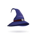 Illustration cartoon realistic witch hat blue color