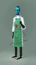 Illustration of a cartoon scientist, professor. Concept sketch Doctors for the film. A pathologist from the morgue. Cute character