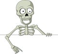 Cartoon skeleton holding blank sign