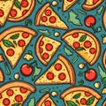Illustration of cartoon slices of pizza