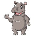 Cartoon smiling hippo waving hand Royalty Free Stock Photo