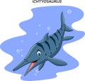 Cartoon smiling ichthyosaurus