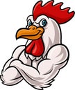 Cartoon strong chicken mascot character Royalty Free Stock Photo