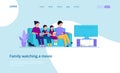 Illustration In Cartoon Style With Vector Male And Female Flat Characters. Webpage Template Composition Of Four Family