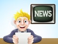 News reader cartoon Royalty Free Stock Photo