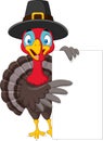 Cartoon turkey holding blank sign Royalty Free Stock Photo