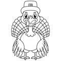 Cartoon turkey posing line art