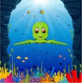 Cartoon turtle underwater Royalty Free Stock Photo