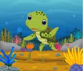 Cartoon turtle underwater Royalty Free Stock Photo