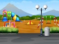 Cartoon urban park kids playground in the nature background Royalty Free Stock Photo