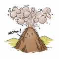 Illustration of cartoon volcano sneezing ash eruption Royalty Free Stock Photo