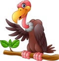 Cartoon Vulture on a tree branch Royalty Free Stock Photo