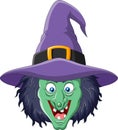 Cartoon witch head isolated on white background