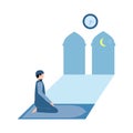 Illustration vector of rise to sitting position pray muslim