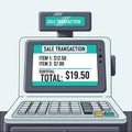 An illustration of a cash register with a digital display panel Royalty Free Stock Photo