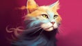 Illustration of a cat with colorful smoke. Royalty Free Stock Photo