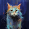 Illustration of a cat with colorful smoke. Royalty Free Stock Photo