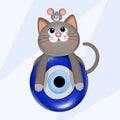 illustration of cat on eye Greek lucky charm