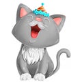 Illustration cat plush in a hat happiness holiday Royalty Free Stock Photo