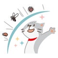 Illustration of a cat repelling pests on a white background Royalty Free Stock Photo