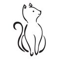 Illustration of cat sitting pretty with tail curled