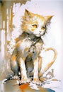 Illustration, cat, watercolor style, wallpaper for your home and office