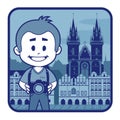 Illustration with catedral in Czech Republic