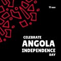 Illustration of celebrate angola independence day text with red patterns on black background