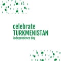 Illustration of celebrate turkmenistan independence day text with green doodles on white background