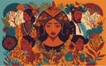 illustration that celebrates cultural diversity, featuring people from different backgrounds, ethnicities, and