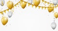 Celebrations background with gold and white balloons Royalty Free Stock Photo