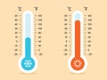Illustration Of Celsius And Fahrenheit Thermometers Royalty Free Stock Photo
