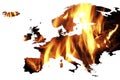 Illustration of Cerberus, heat wave in Europe causing fires