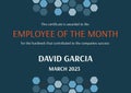 Illustration of this certificate if awarded to the employee of the month, david garcia, march 2023 Royalty Free Stock Photo