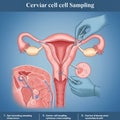 Illustration of a cervical cell sampling procedure, often used for Pap smears. Depicts Royalty Free Stock Photo