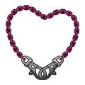 Illustration of chain with clasp. Teenage creative accessory. Youth subculture symbol in cartoon style.