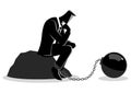 Illustration of a chained businessman