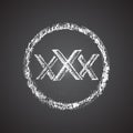 Illustration of chalk painted 'xxx' icon in a