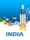 Chandrayaan rocket mission launched by India with tricolor Indian flag