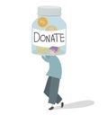 Illustration of a character donating money