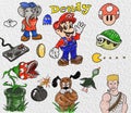 Illustration Characters of games from the game console dandy. Mario and company