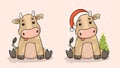 Illustration characters symbol of the year christmas bull and cow ox