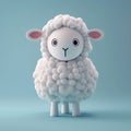 Illustration of a charming white sheep character against a soft blue backdrop Royalty Free Stock Photo
